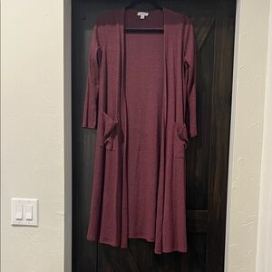 LuLaRoe Long Open-Front Cardigan - Wine